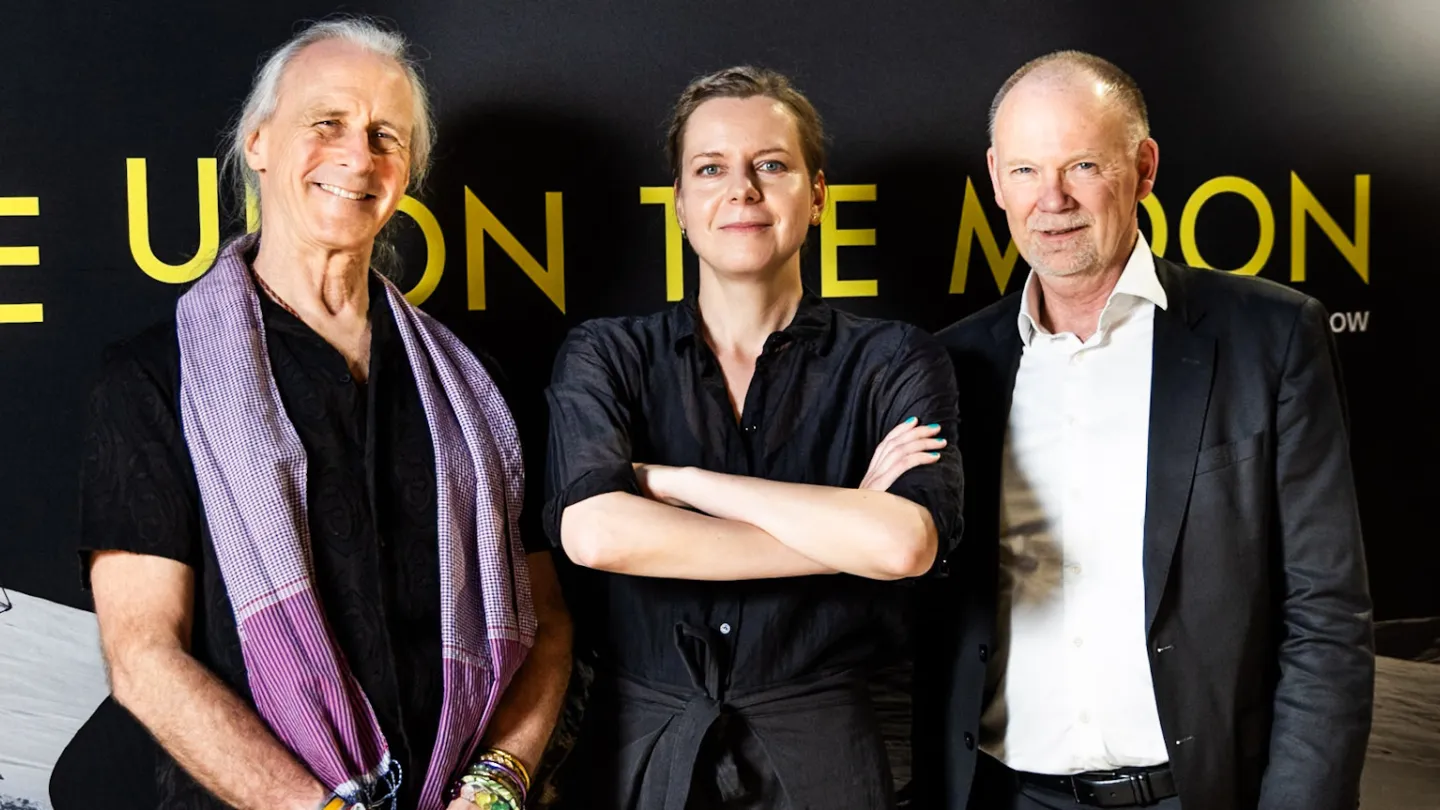 Carter Emmart, Anna Öst och Anders Ynnerman vid premiären av Once Upon the Moon.